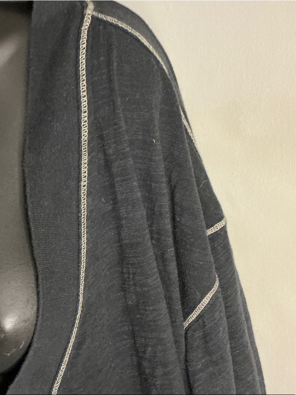NATURAL LIFE Black V-Neck Long-Sleeve Jumpsuit with Contrast Stitching - Picture 9 of 10